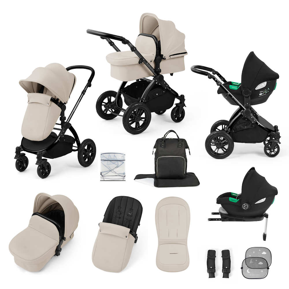 Ickle Bubba Stomp Luxe & Cirrus I Size Car Seat & Base Bundle - Black/Stone