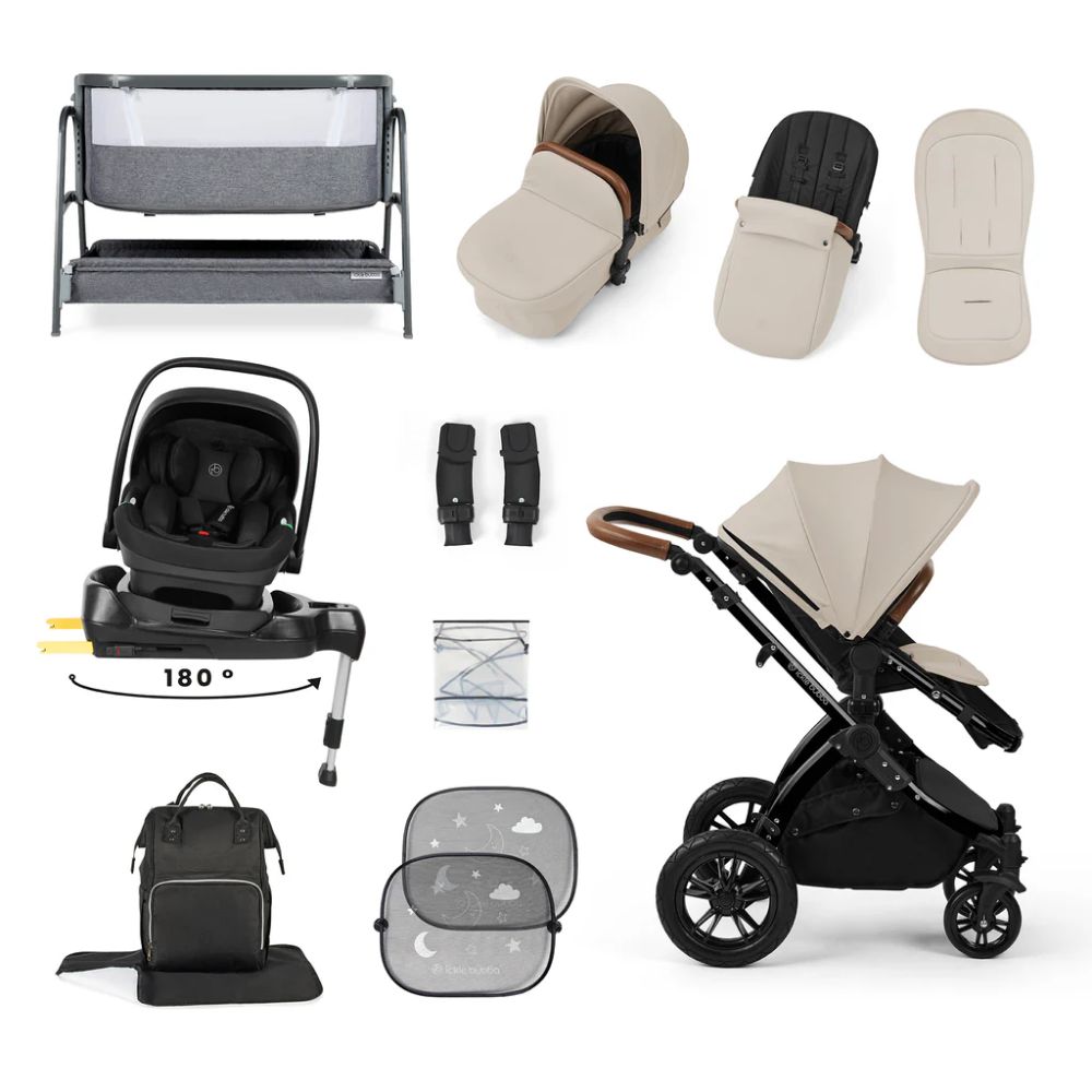 Ickle Bubba Stomp Luxe & Nimbus I Size Car Seat & SPIN Base Bundle - Black/Stone FREE Bubba & Me