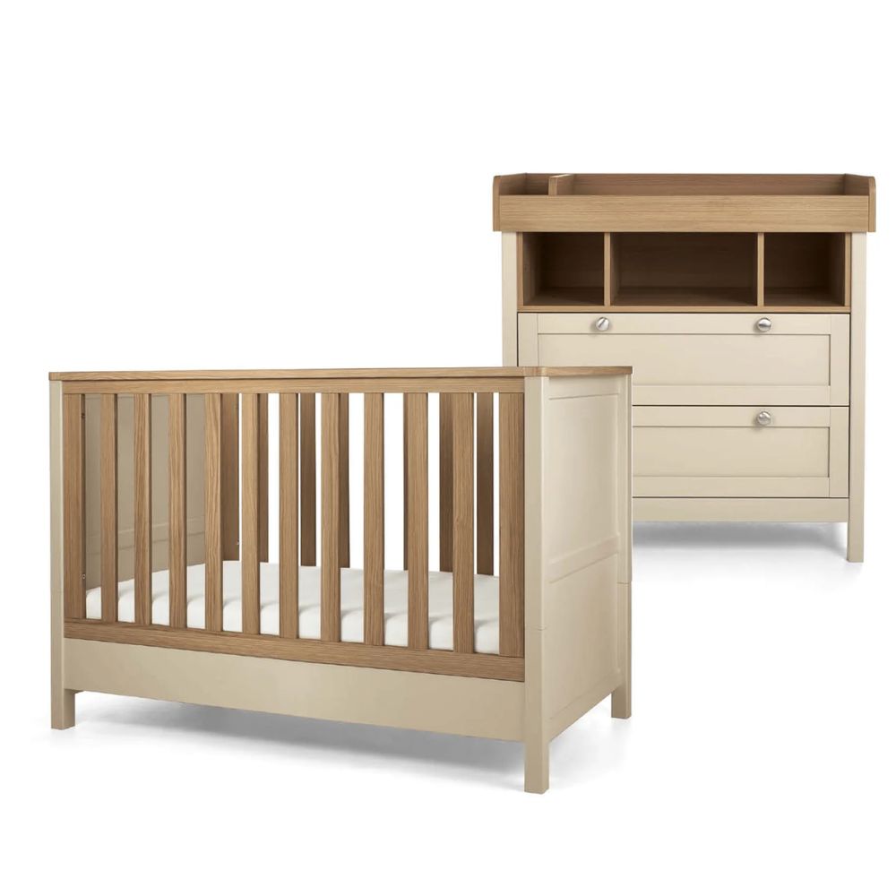 Mamas & Papas Harwell 2 Piece Convertible Cot Set with Dresser Changer - Cashmere