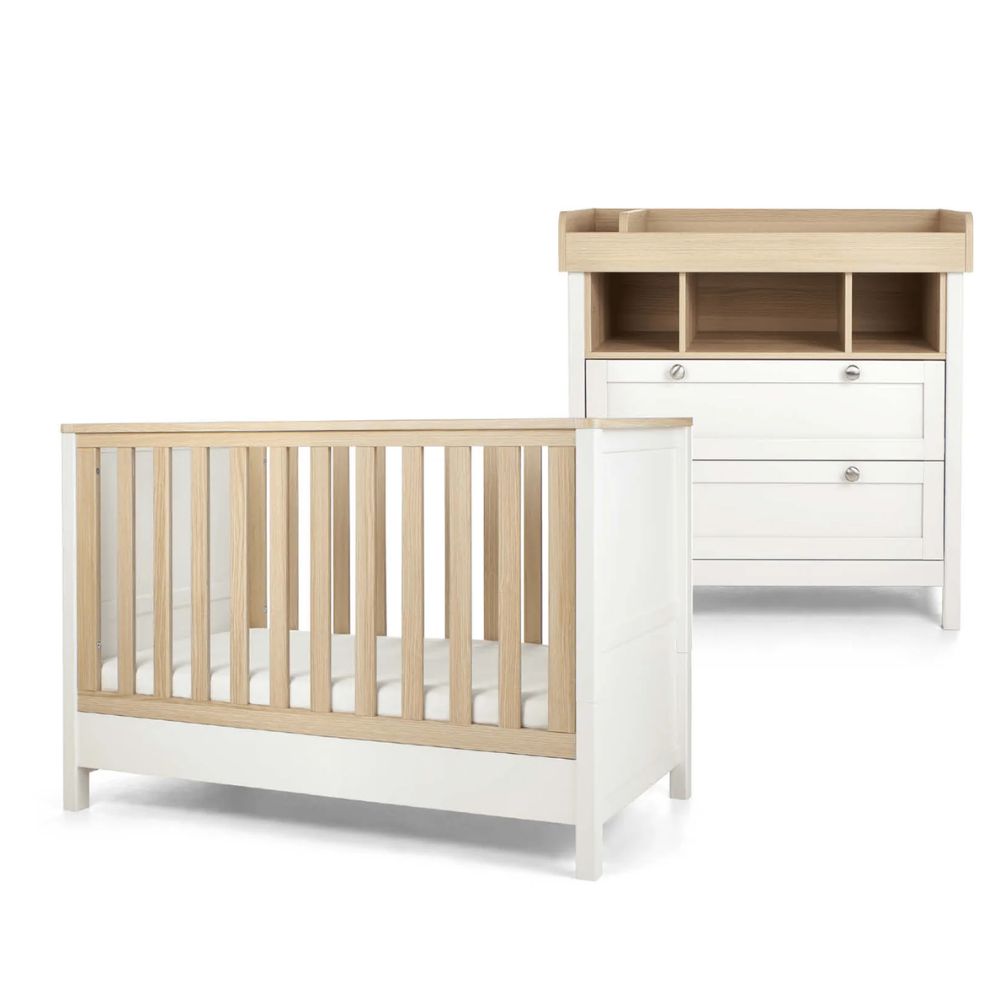 Mamas & Papas Harwell 2 Piece Convertible Cot Set with Dresser Changer - White