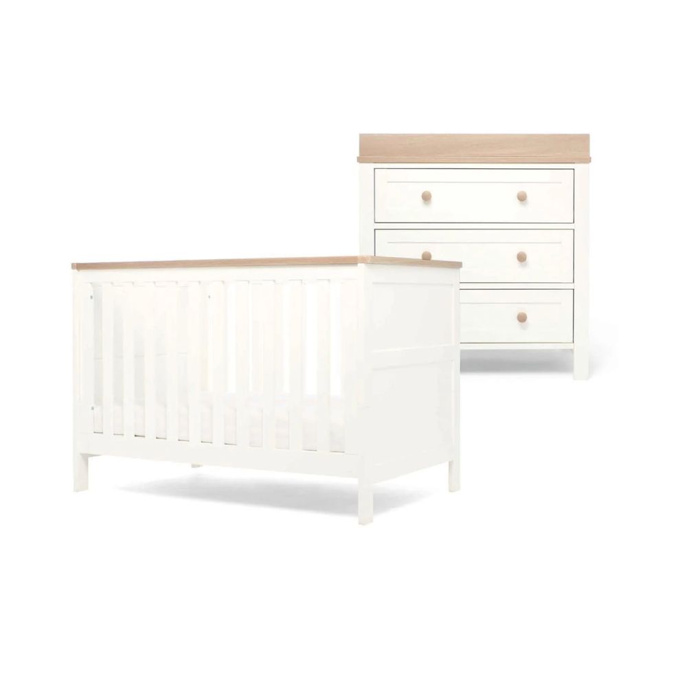 Mamas & Papas Wedmore 2 Piece Small Cotbed Set With Dresser Changer - White