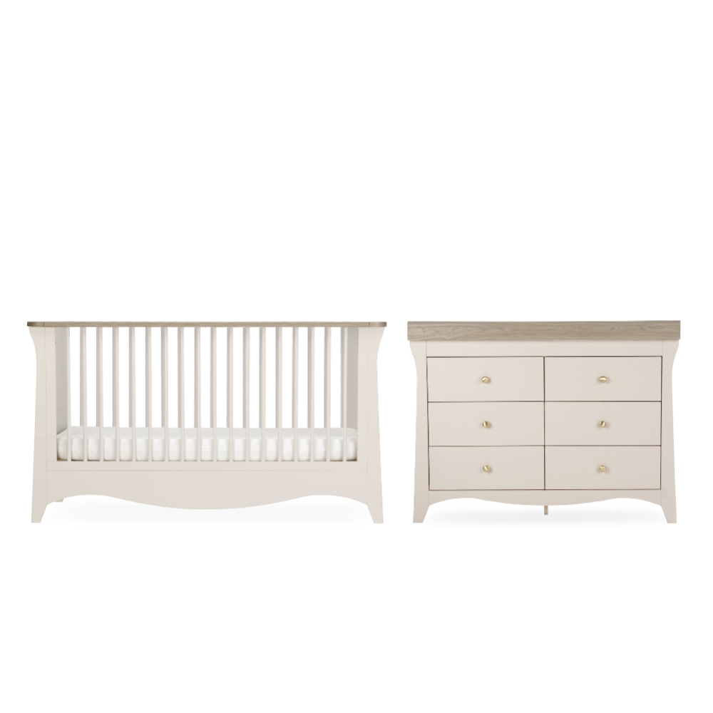 CuddleCo Clara Luxe 2 Pc Nursery Furniture + Mattress - Cashmere