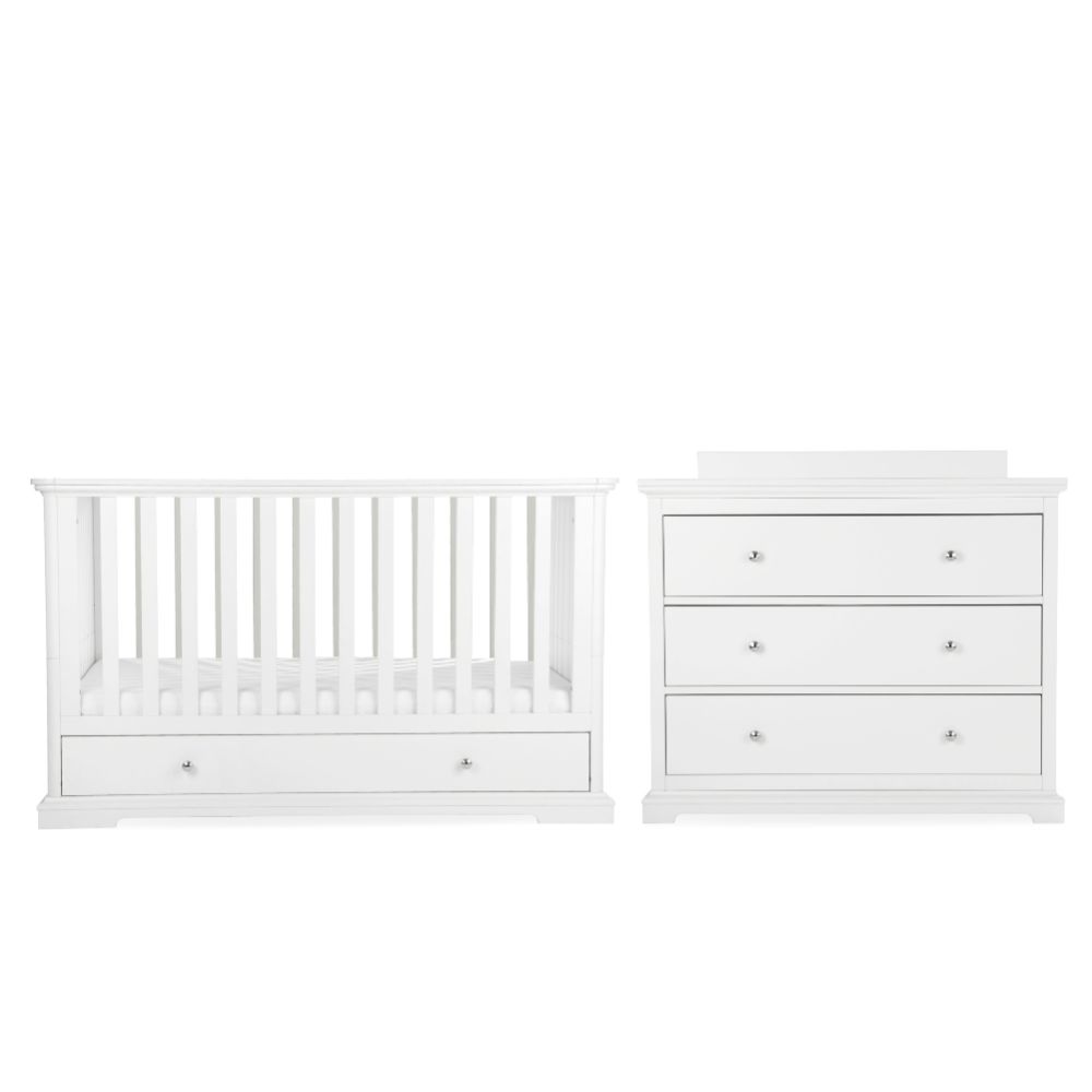 CuddleCo Beaumont 2 Piece Nursery Furniture Set FREE Mattress Option - White