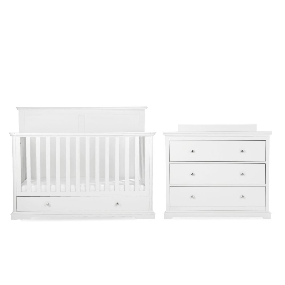 CuddleCo Beaumont Grand 2 Piece Nursery Furniture Set Mattress - White