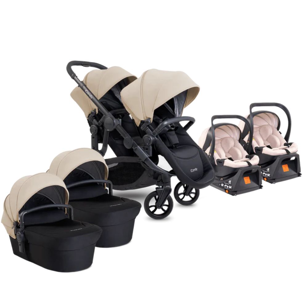 Orange 4 Twin Travel System & Car Seat - Latte