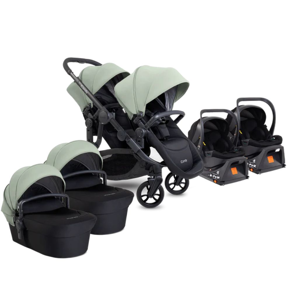 Orange 4 Twin Travel System & Car Seat -Pistachio