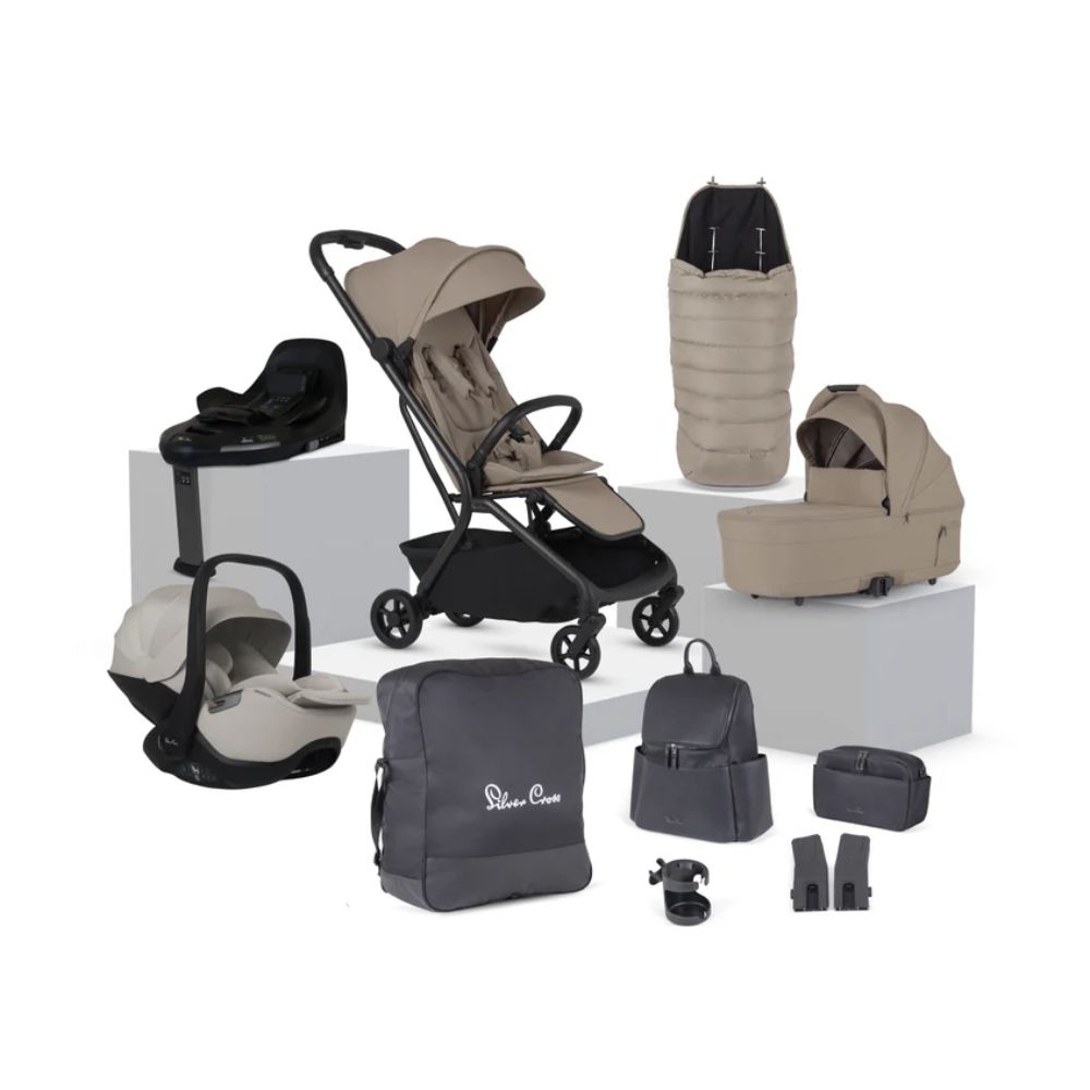 Nia Compact Travel System with Accessory Pack (12 Piece) - Champagne