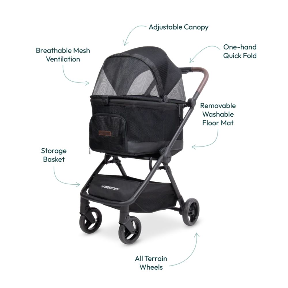 Wonderfold Bella Pet Stroller Black (3) Wonderfold Bella Pet Stroller Black Details