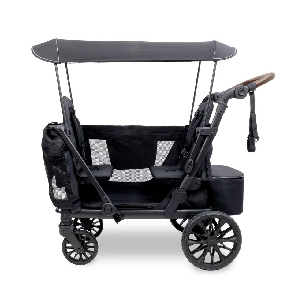 Wonderfold L2 Double Stroller Wagon Black (2) Wonderfold L2 Double Stroller Wagon black side open