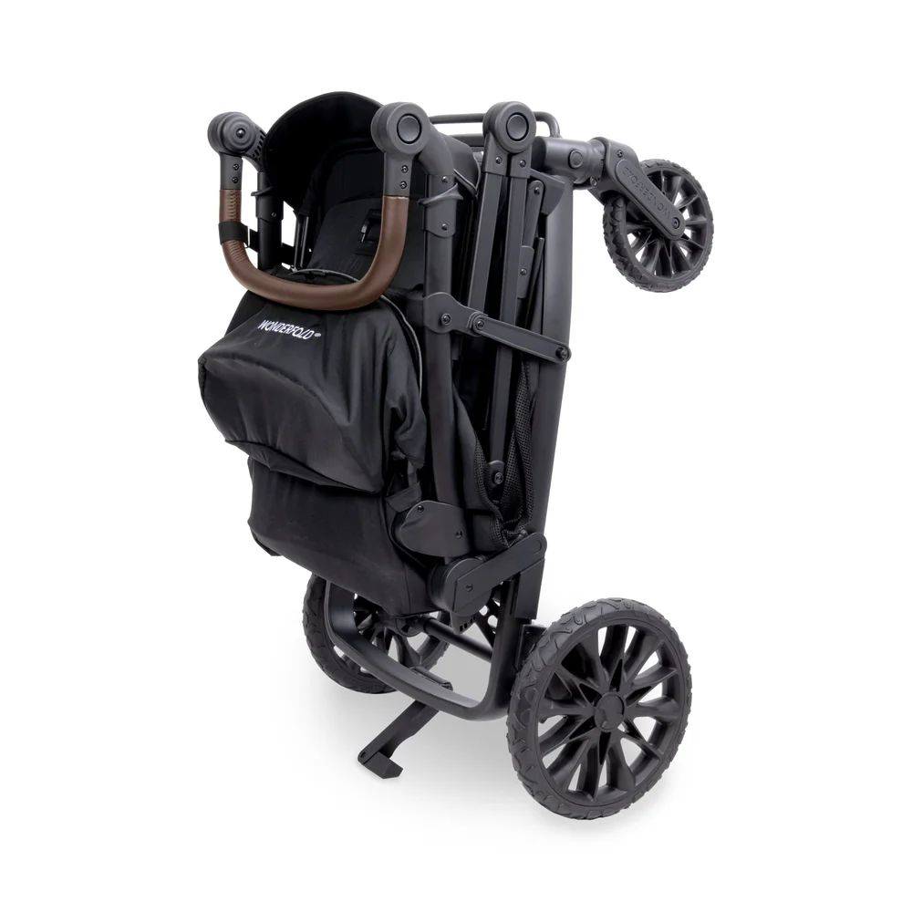 Wonderfold L2 Double Stroller Wagon Black (4) Wonderfold L2 Double Stroller Wagon black folded