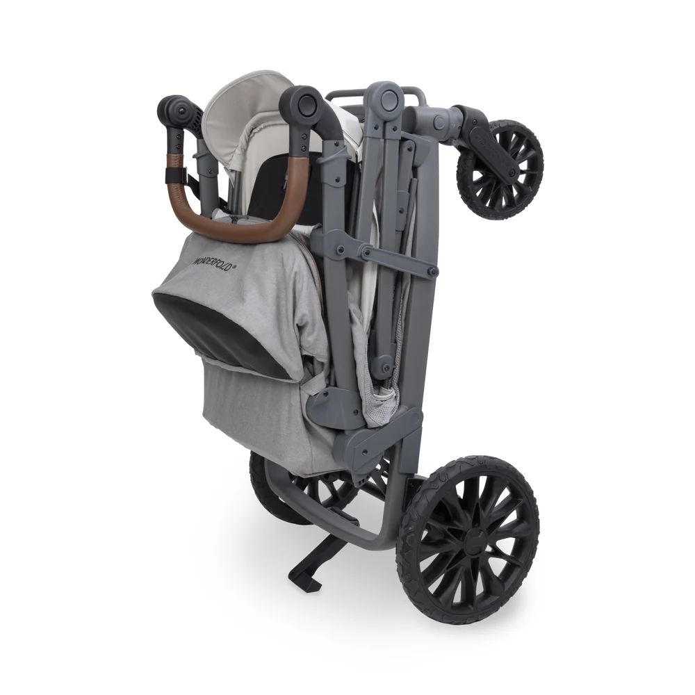 Wonderfold L2 Double Stroller Wagon Grey (3) Wonderfold L2 Double Stroller Wagon grey folded