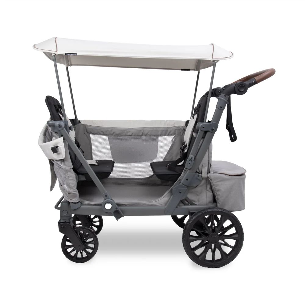 Wonderfold L2 Double Stroller Wagon Grey (4) Wonderfold L2 Double Stroller Wagon grey side open