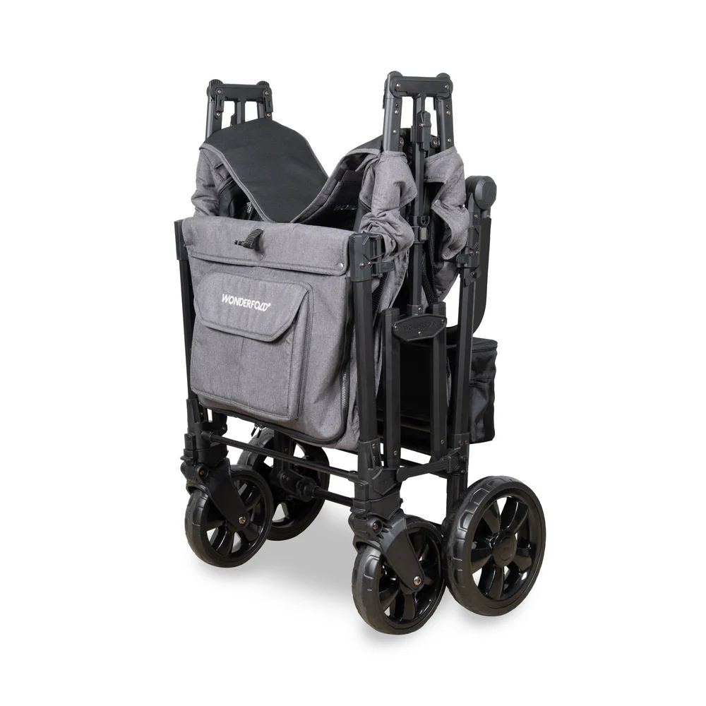 Wonderfold W4 Elite Pro Quad Stroller Wagon Grey (5) Wonderfold 4 Elite Pro Quad Stroller Wagon Grey Folded 2
