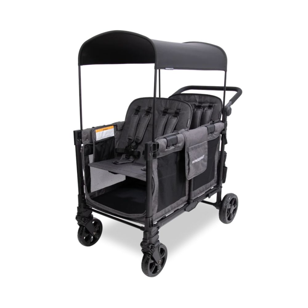 Wonderfold W4 Elite Pro Quad Stroller Wagon Grey (7) Wonderfold 4 Elite Pro Quad Stroller Wagon Grey Front
