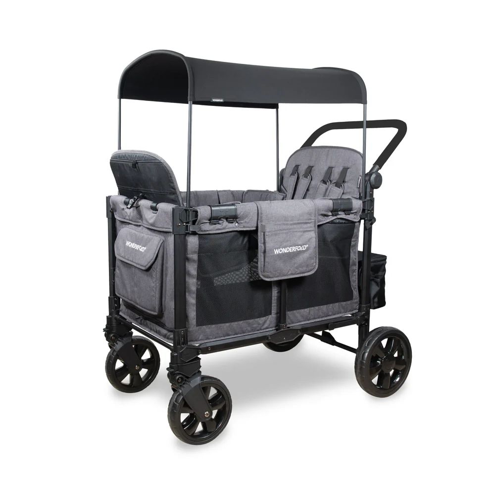 Wonderfold W4 Elite Pro Quad Stroller Wagon Grey Wonderfold 4 Elite Pro Quad Stroller Wagon Grey Side