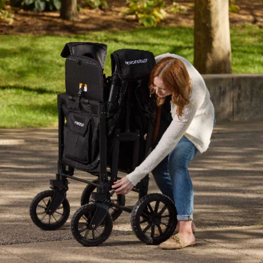 Wonderfold W4 Luxe Pro Quad Stroller Wagon Black (6) Wonderfold W4 Luxe Pro Quad Stroller Wagon black fold ls