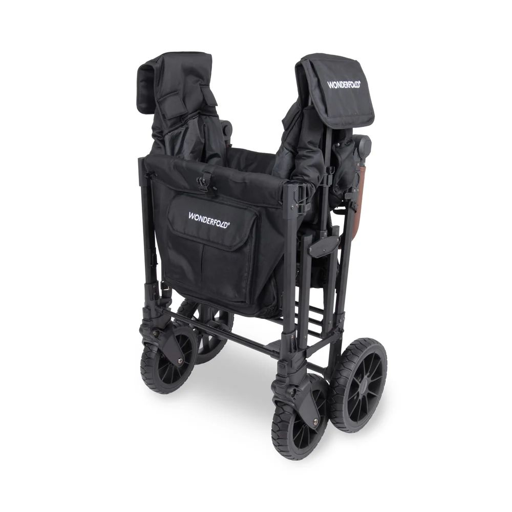 Wonderfold W4 Luxe Pro Quad Stroller Wagon Black (7) Wonderfold W4 Luxe Pro Quad Stroller Wagon black folded 2
