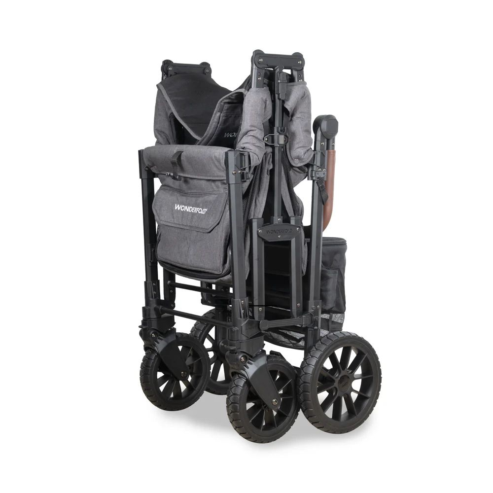 Wonderfold W4 Luxe Pro Quad Stroller Wagon Grey (4) Wonderfold W4 Luxe Pro Quad Stroller Wagon grey folded