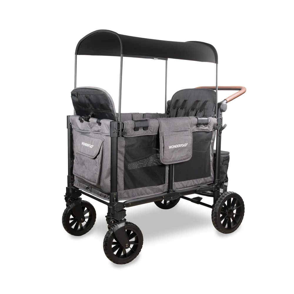 Wonderfold W4 Luxe Pro Quad Stroller Wagon Grey (6) Wonderfold W4 Luxe Pro Quad Stroller Wagon grey side