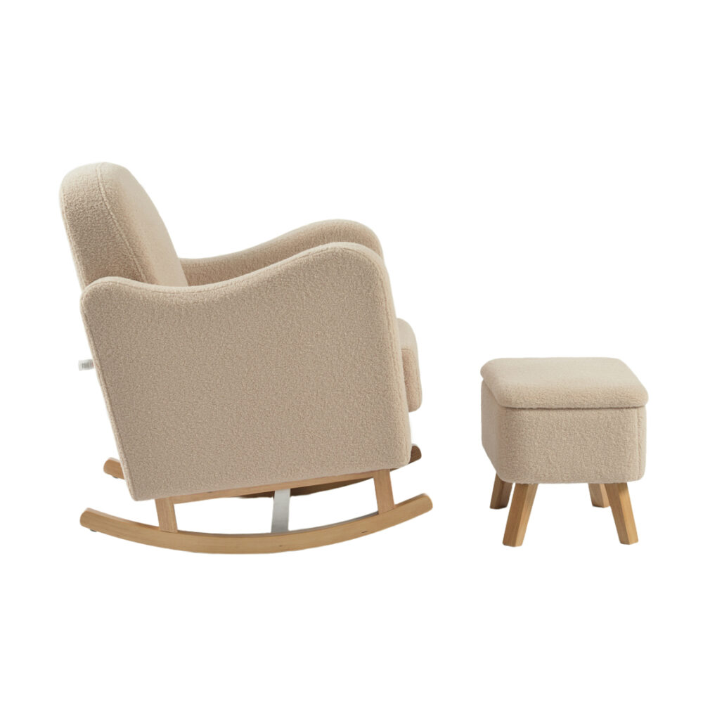 Soother Nursing Chair & stool Oat Teddy Fabric side