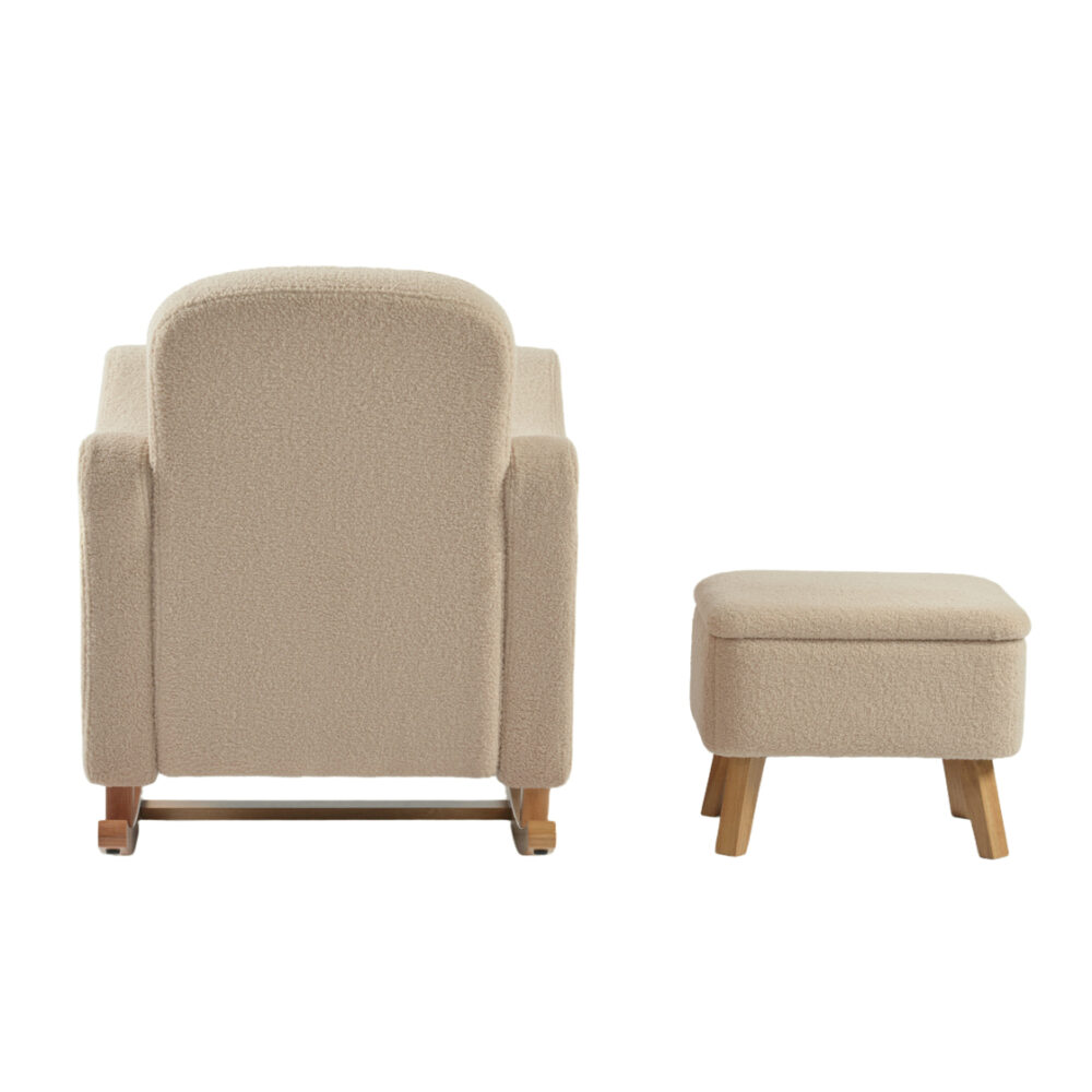 Soother Nursing Chair & stool Oat Teddy Fabric back