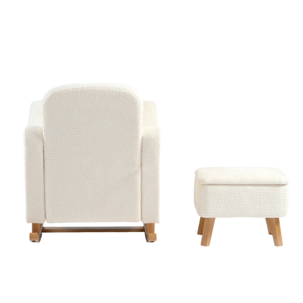 Bebe & Beyond Soother Nursing Chairv & Stool - Off White Boucle back