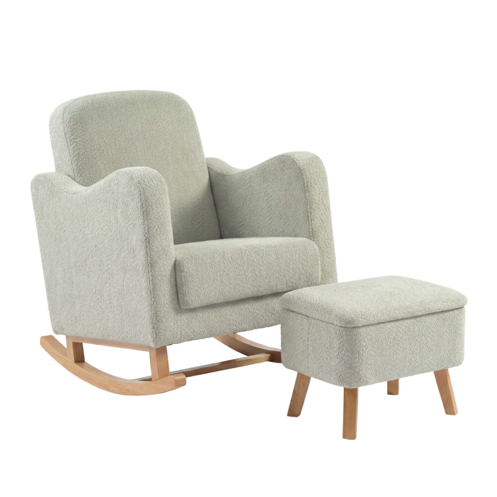 Bebe & Beyond Soother Nursing Chair and stool - Sage Boucle