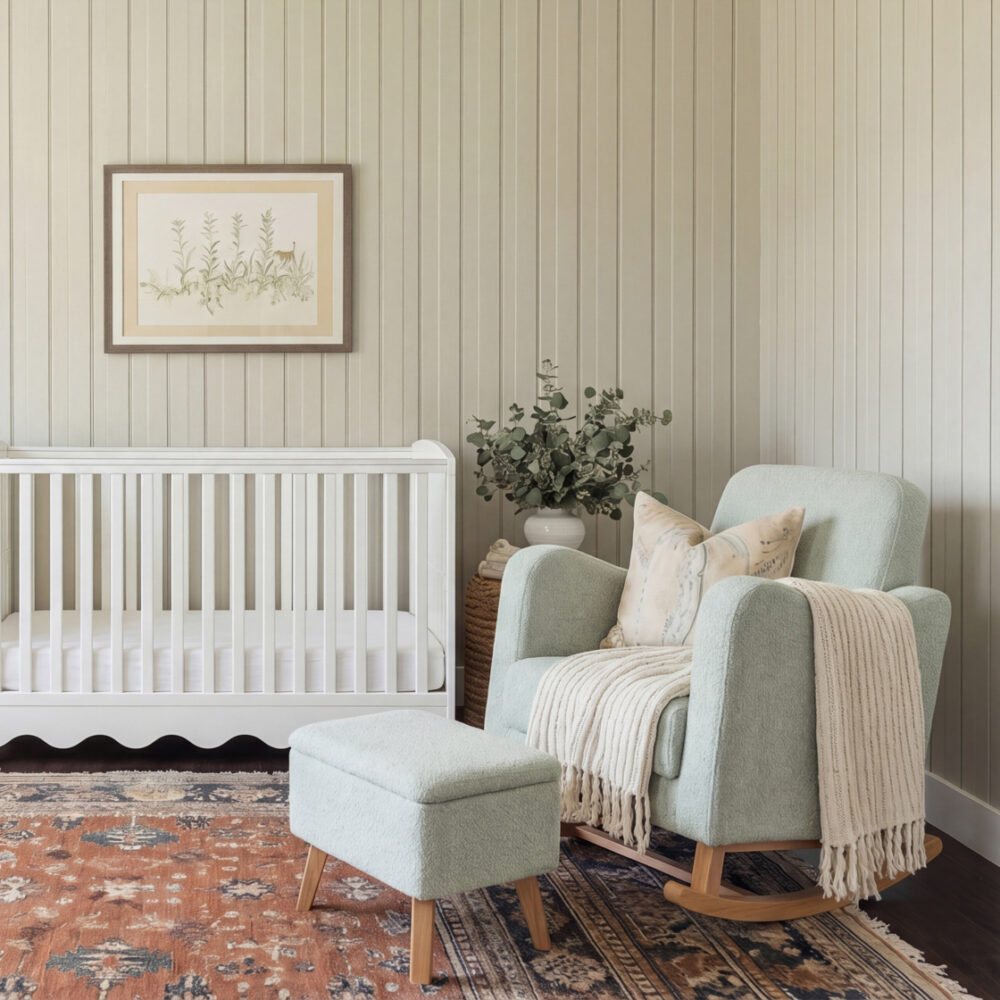Bebe & Beyond Soother Nursing Chair - Sage Boucle ls