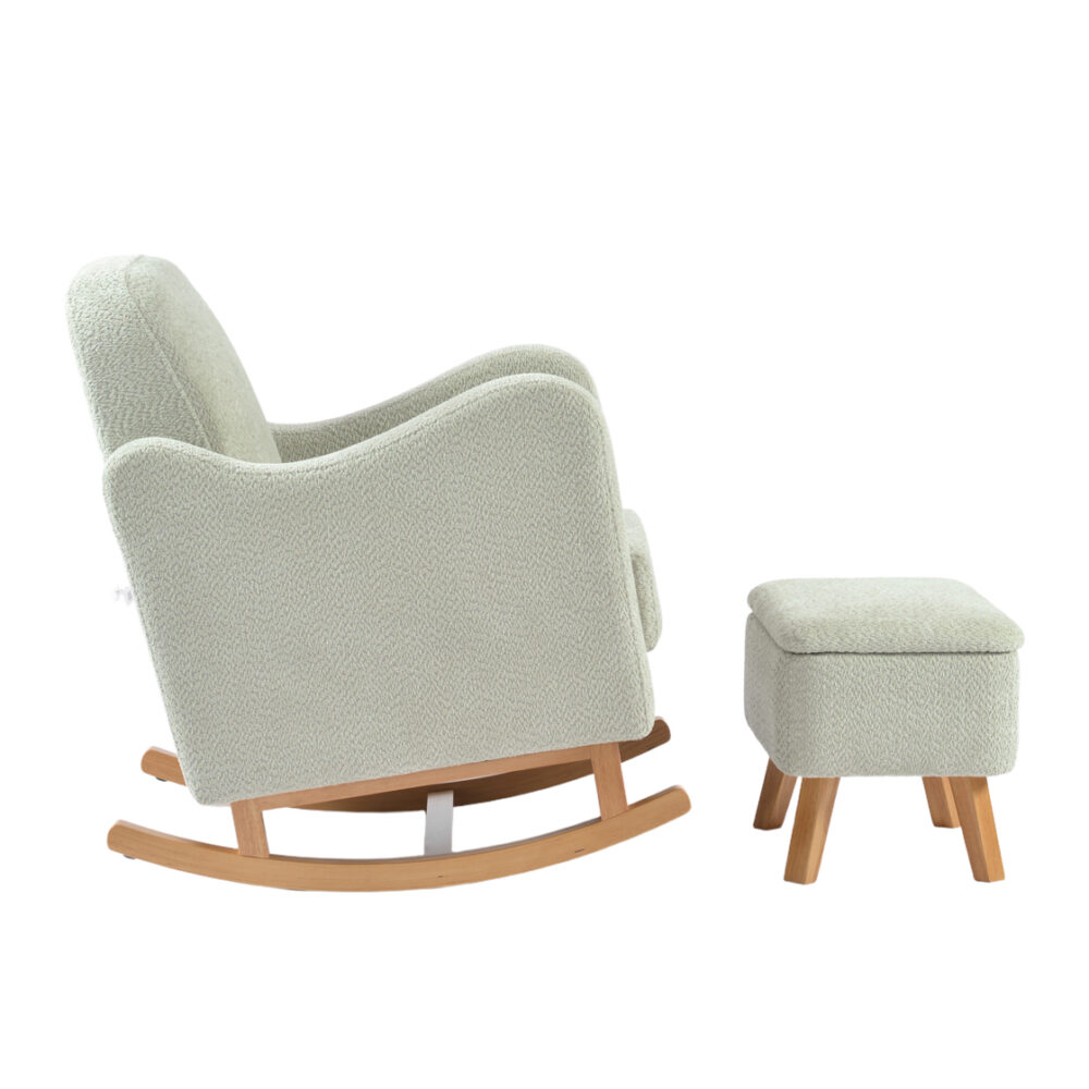 Bebe & Beyond Soother Nursing Chair - Sage Boucle side