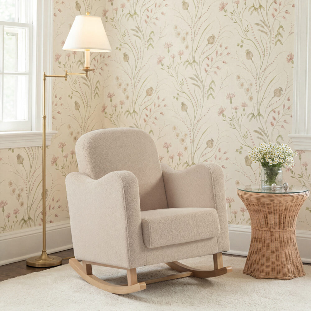 Soother Nursing Chair Oat Teddy Fabric ls