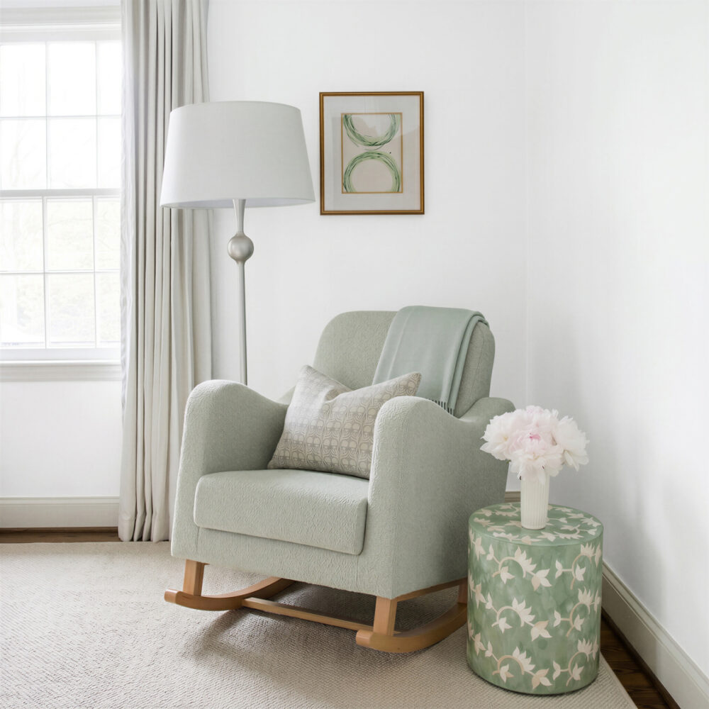 Bebe & Beyond Soother Nursing Chair - Sage Boucle ls