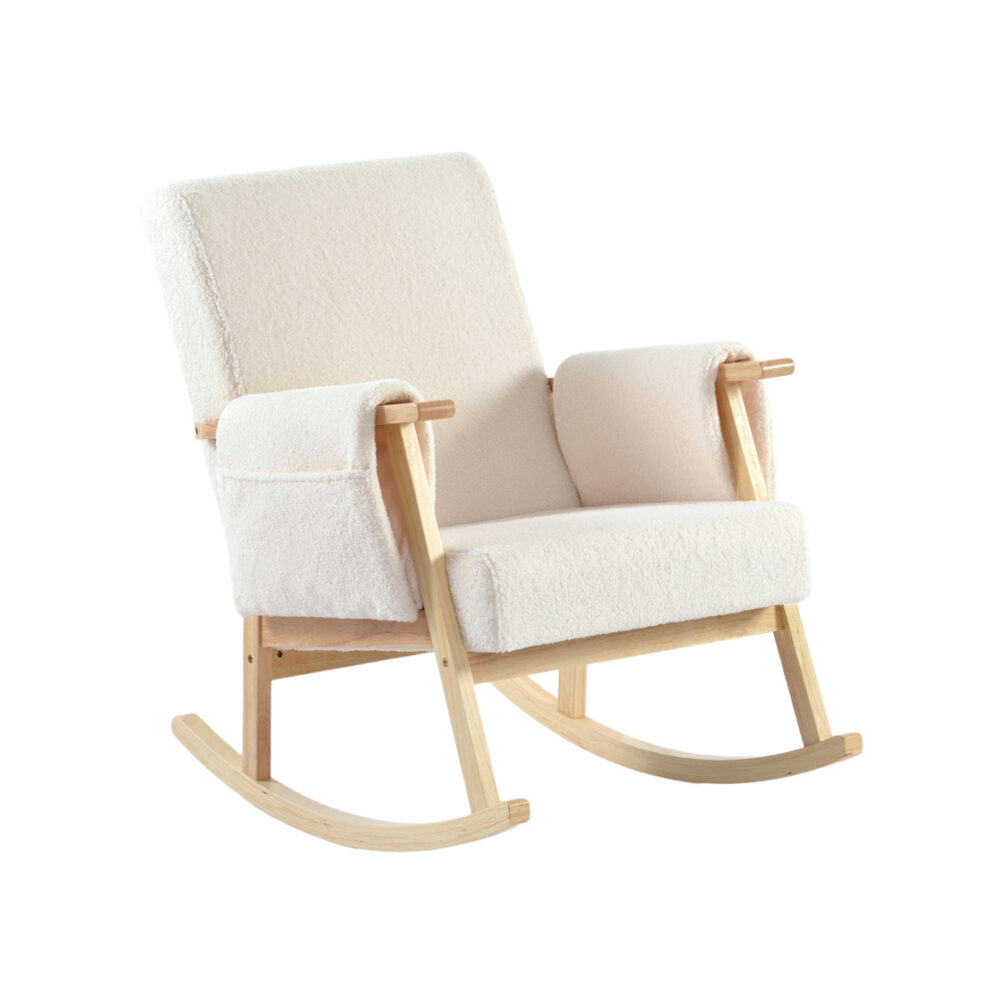 Off White Teddy Fabric Nursing Chair