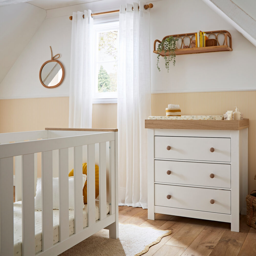 CuddleCo Luna 2 Piece Nursery Furniture Set - White & Oak