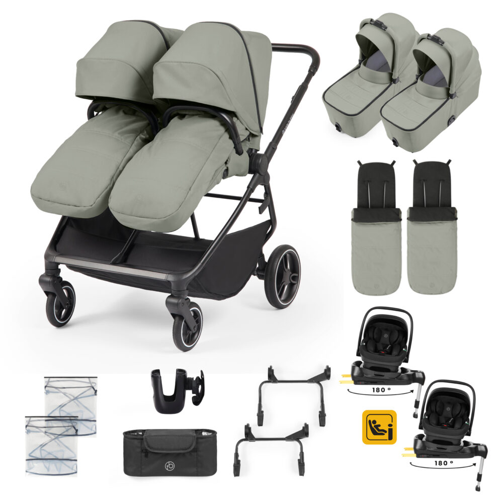 Altair Twin 17 Piece Travel System with i-Size Nimbus 180 Spin Car Seats & Isofix Bases